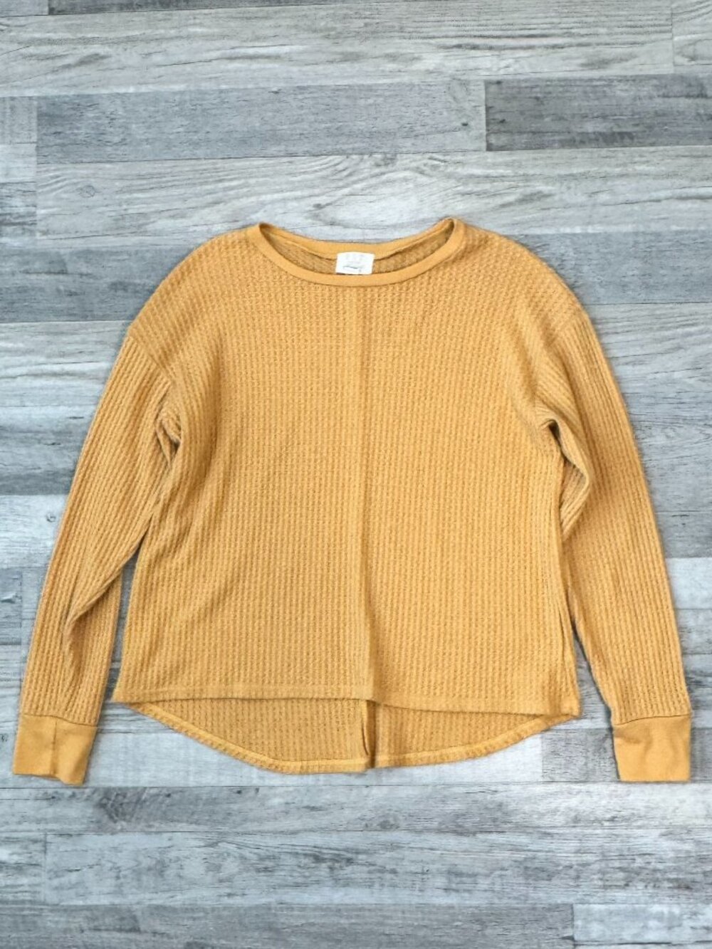Project Social T Yellow Waffle Knit Long Sleeve Women’s Top Size Small D22